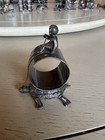 Antique Victorian Rogers   Bro Silver Plate Cherub Riding Turtle Napkin Ring