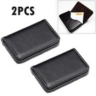 2x Pu Leather Business Card Holder Case Wallet - Pocket Id Credit Card Storage N