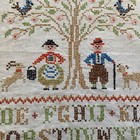 Vintage Primitive Sampler Completed Cross Stitch Handmade Farmhouse Cottagecore