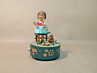 Vintage Anri Wooden Rotating Music Box Carved Girl Squirrel Talk To The Animals