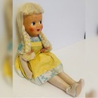 Blonde Haired Sawdust Doll With Pig Tails - 15 25    Tall Antique Vintage Toy
