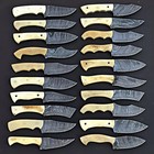 Lot Of 20 8 Inches Handmade Damascus Steel Skinner Knife  With Leather Sheath