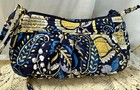Vera Bradley Crossbody Bag Blue Yellow White Floral Paisley Cotton Purse