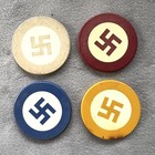 Antique Clay Poker Chips Inlaid With Swastika  pre-nazi   4 Colors  1908 Design