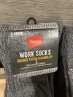 6 Pairs Crew Hanes Men   s Work Socks Double Tough Durability Size 6-12 New
