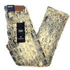 Black Light Men Jeans Stretch Slim Straight Fit Dark Tint Blue Denim Rhinestone