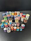 Lot Of 33 Vtg Thread Sewing Crafts Assortment Wooden Plastic Spools