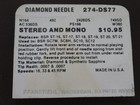 Phonograph Needle Pfanstiehl 274-ds77  New  gb 