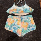 Athleta Girl Size 14 Xl Lumen Floral Bikini Top cannonball Short Swimsuit Set