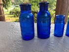 5 Vintage Lot Emerson Drug Bromo Seltzer Cobalt Blue Embossed Medicine Bottle
