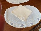 Set 16 Vtg Madeira Linen Organdy Napkin Placemat Appliqu   White Mustard Yellow