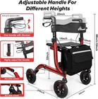 All-terrain Rollator Walker For Seniors Rubber Wheels Foldable Lightweight 300lb