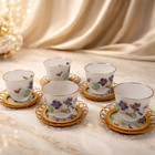 Japanese Porcelain Teacups Set Of 5  Floral Hand Painted