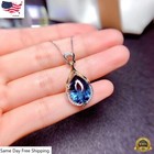 925 Silver Filled Necklace Pendant Women Simulated Cubic Zircon Wedding Jewelry