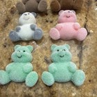 Set 7 Vintage Tiny Miniature Flocked Fuzzy Teddy Bears 1 5    Panda  Santa  Pastel
