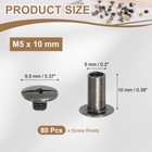 Chicago Screws  Leather Rivets For Belt Bag M5 X 10 Mm   80 Pack   Black