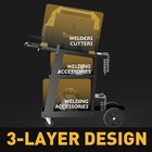 Tooliom 3-tier Tilt-table Welding Cart For Tig mig plasma W 360   Wheels