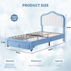 Twin Upholstered Bed Frame With Storage Drawer   Led Headboard For Kids girls