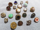 21 Vintage Antique Glass   Metal Buttons Various Colors Sizes Designs