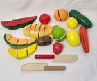 Melissa   Doug Mixed Lot Wooden Cutting Play Fruit   Vegetables   Apron