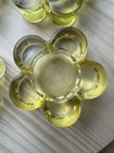 Vtg Mid-century Modern Style Yellow Art Glass Flower Candle Holders 3  Set Of 4