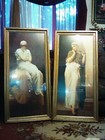 Beautiful  Pair French Lady Design Xxl 48 X 23 Wood Framed Decorative Wall Decor