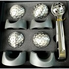 The Wine Savant Stainless Steel Golf Shape Whiskey Chiller Base Tong Ice Cubes