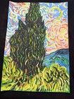 Vincent Van Gogh  Drawing And Painting On Old Paper Signed Stamped Vintage