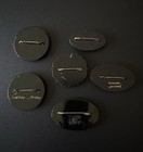 Vintage Russian Black Lacquer Wooden Hand Painted Floral Brooch Pins Lot Of 6