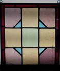 Pretty Geo Old English Leaded Stained Glass Window Unframed W Hooks 11 3 4 x 14 