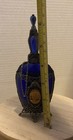 Antique Style Cobalt Blue Glass Perfume Bottle With Ornate Metal Filigree