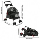 Foldable Pet Stroller Dog Cat Cart 40lbs Capacity 4-wheel W  Brakes Mesh