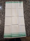Vintage Ireland Linen Kitchen Tea Towel Set Mint Green Edge 32x18 Set Of 2