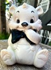 Vintage 1950s-60s Ashland Rubber Co  Bashful Bear Rareblack Bow Squeaky Toy   7 