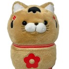 Amuse Ninja Cat Series Hige Manjyu Kokeshi Ginger 9  Plush Red Flower Japan Nwt