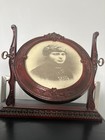 Vtg Ornate Victorian Style Oval Swivel Faux Carved Mahogany  Picture Frame