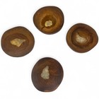 Mcm Mid Century Vintage Wooden Coasters Set Of 4 Resin Filed Crystal Center 