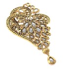 Antique Gold Tone Metal Extra Large Crystal Flower Brooch P1516-png