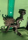 Vintage Black Cast Iron Gothic Dragon Griffin Candle Holder 5 5 h X5 75 l X2 5 w