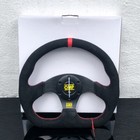 320mm Omp Black Suede Leather Steering Wheel D Shape Racing Red Stitching