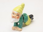Vintage Ceramic Green Dwarf Gnomes Elves Christmas Figurines Lot 2ct D4709