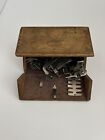 1800s Wooden Puzzle Box W  Sewing Machine Parts Singer Folds Flat Rare 
