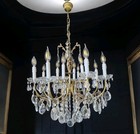 Antique Vintage French Chandelier Brass   Crystals Ceiling Light 12 Ligh    25 in