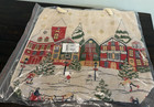 Christmas Holiday Tote Canvas Bag Rope Straps Snowy Buildings Fabric 17 X 15 X 4