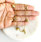 14k Solid Yellow Gold Anklet Bracelet - 3d Charm Heart - Dolphin - 10  - Ab771