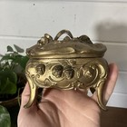Vintage Gold Ornate Jewelry Casket Box   Trinket Dish   Antique    