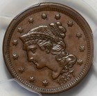 1857 Braided Hair Large Cent  Small Date  n-4   Pgcs Au-detail