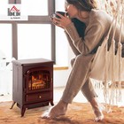 Freestanding Electric Fireplace Heater With Led Log Flames  Red
