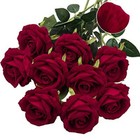 Velvet Rose Artificial Flowers Bulk Real Touch Artificial Roses With Stems Red