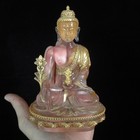 Vintage Chinese Gilt Clear Crystal Hand-carved Medicine Buddha Statue Figurine